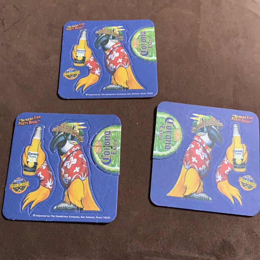 Set of 3 Corona Beer Coasters